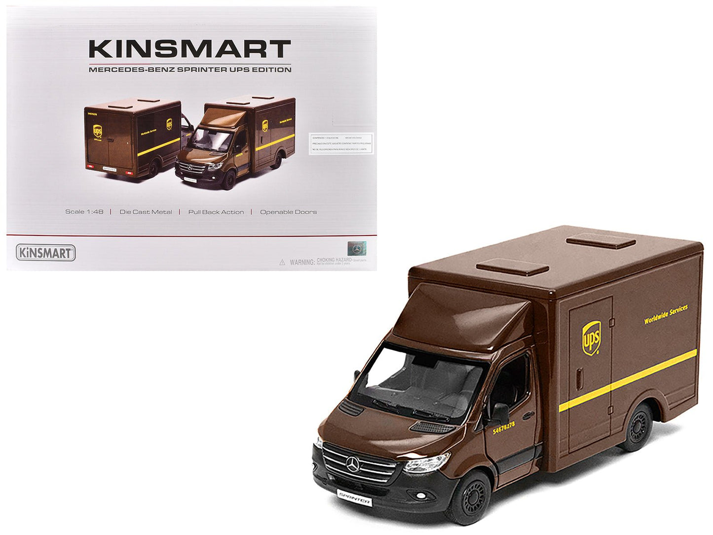 Mercedes-Benz Sprinter Van "UPS Worldwide Services" Brown 1/48 Diecast Model Car by Kinsmart free shipping USA