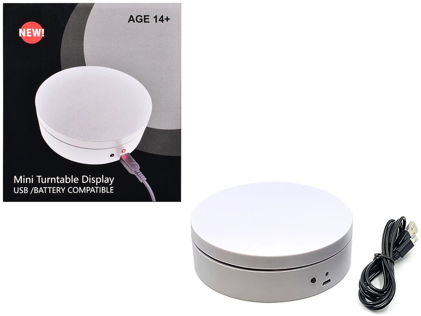 Mini Turntable Rotating Display Stand 4.75" with White Base for 1/64 Scale Model Cars free shipping USA