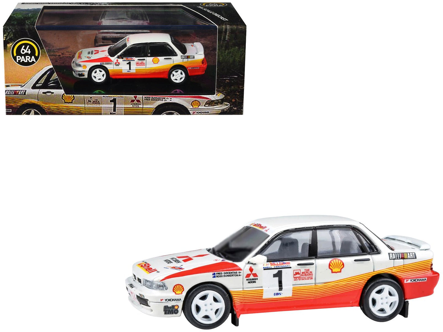 Mitsubishi Galant VR-4 RHD (Right Hand Drive) #1 Ross Dunkerton - Fred Gocentas Winner "APRC Rally Malaysia" (1991) 1/64 Diecast Model Car by Paragon Models free shipping USA