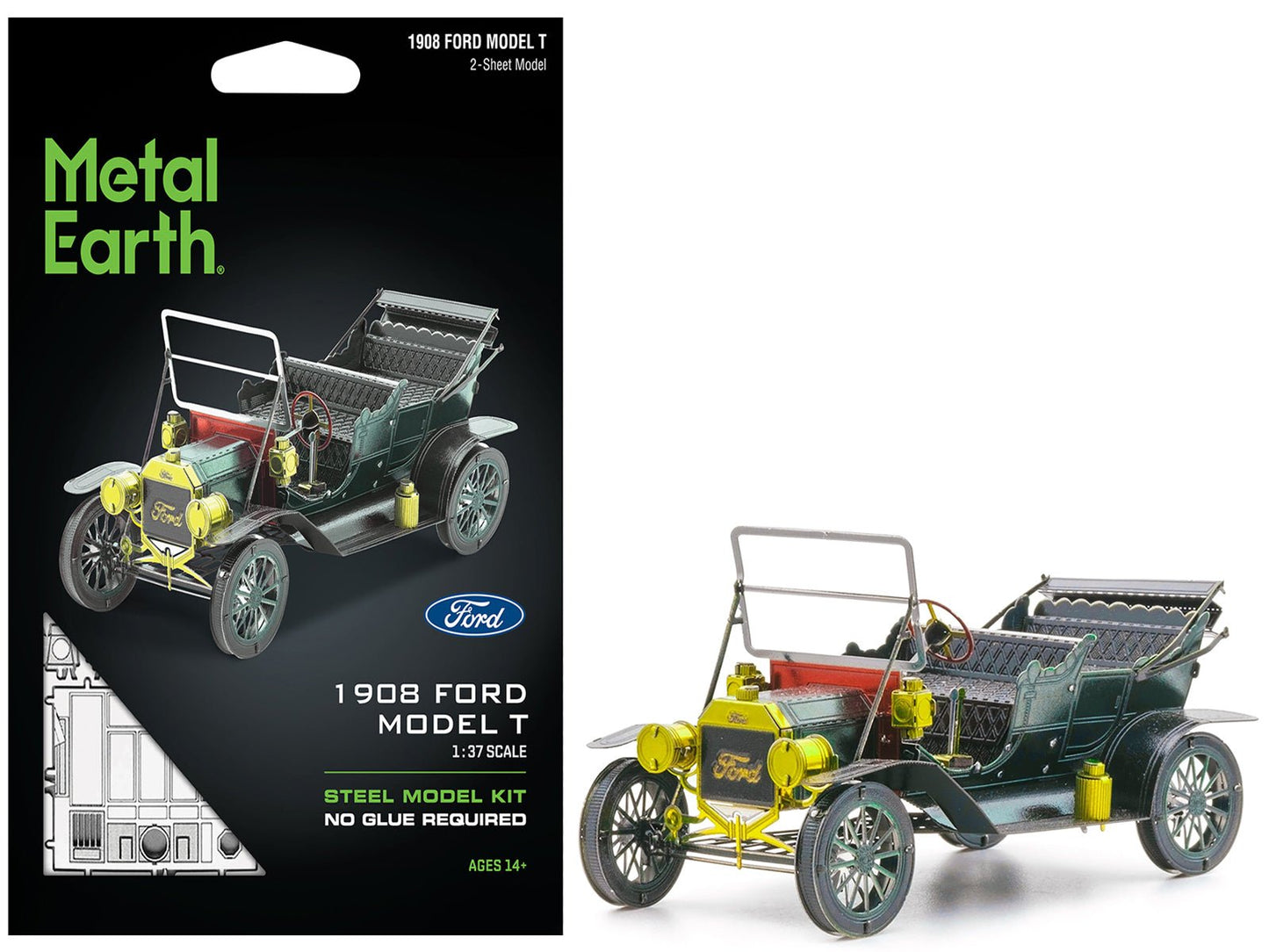 Model Kit 1908 Ford Model T Dark Green (Moderate Difficulty) Steel Model by Metal Earth free shipping USA