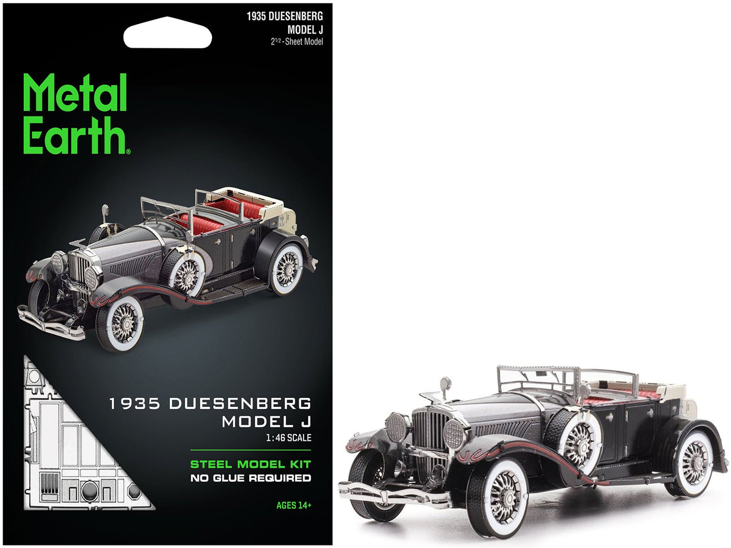 Model Kit 1935 Duesenberg Model J Black (Moderate Difficulty) Steel Model by Metal Earth free shipping USA