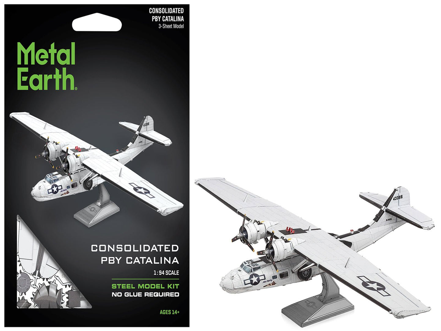 Model Kit Consolidated PBY Catalina Amphibious Aircraft "Miss Pick Up" United States Army Air Forces (Moderate Difficulty) Steel Model by Metal Earth free shipping USA