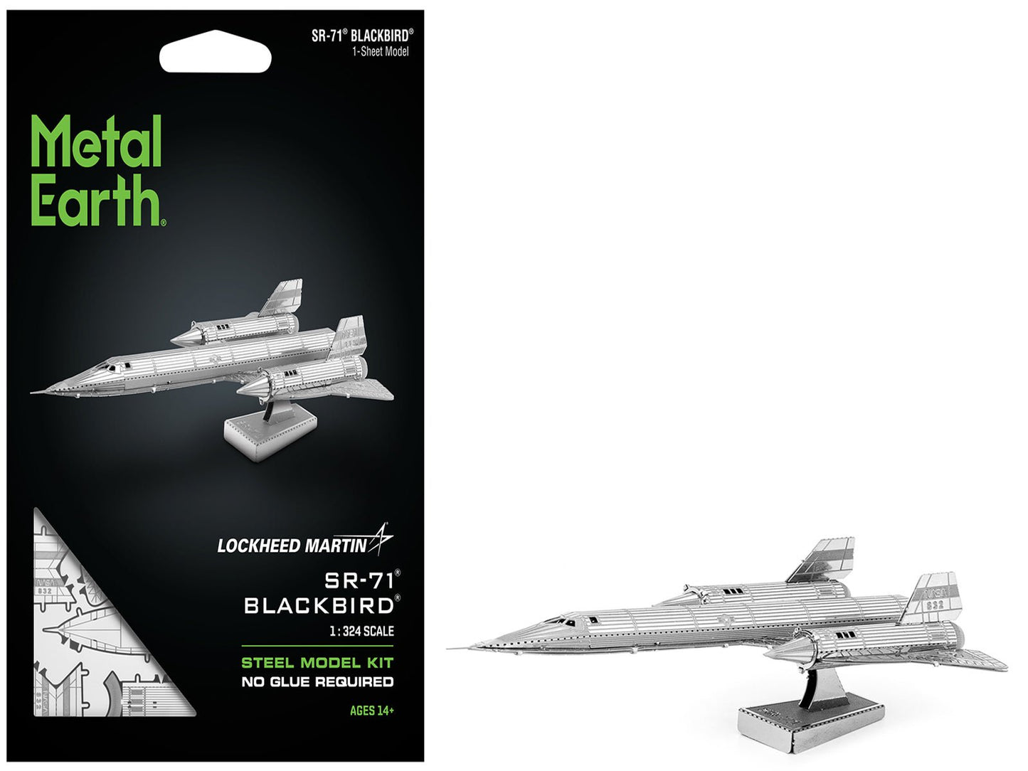 Model Kit Lockheed Martin SR-71 Blackbird Aircraft (Moderate Difficulty) Steel Model by Metal Earth free shipping USA