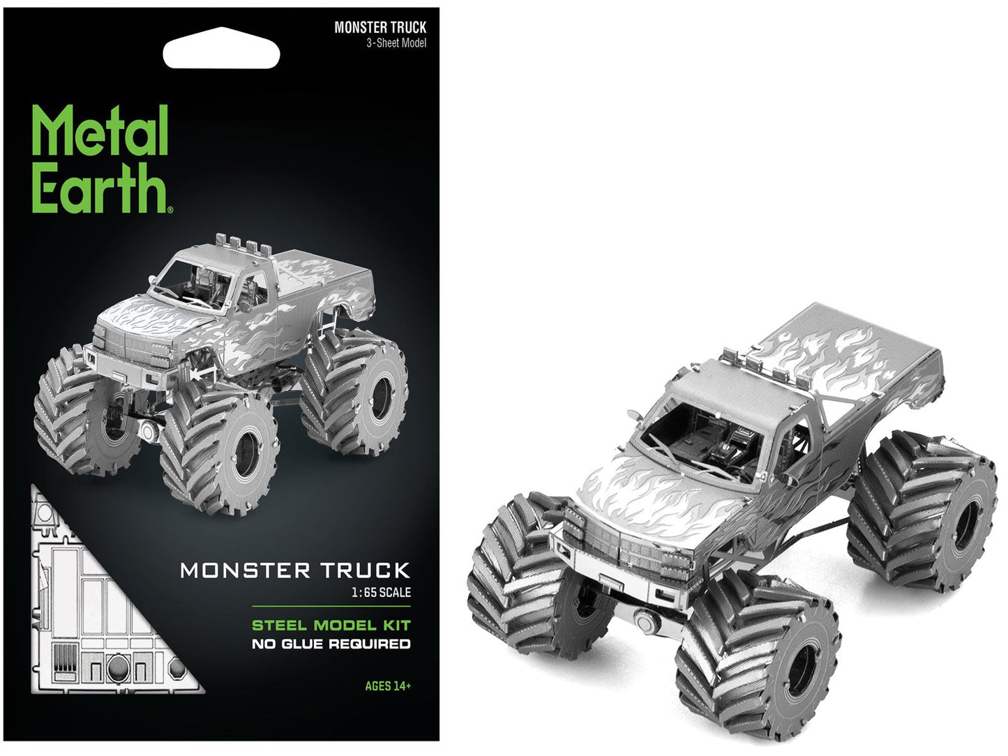 Model Kit Monster Truck with Flame Graphics (Moderate Difficulty) Steel Model by Metal Earth free shipping USA