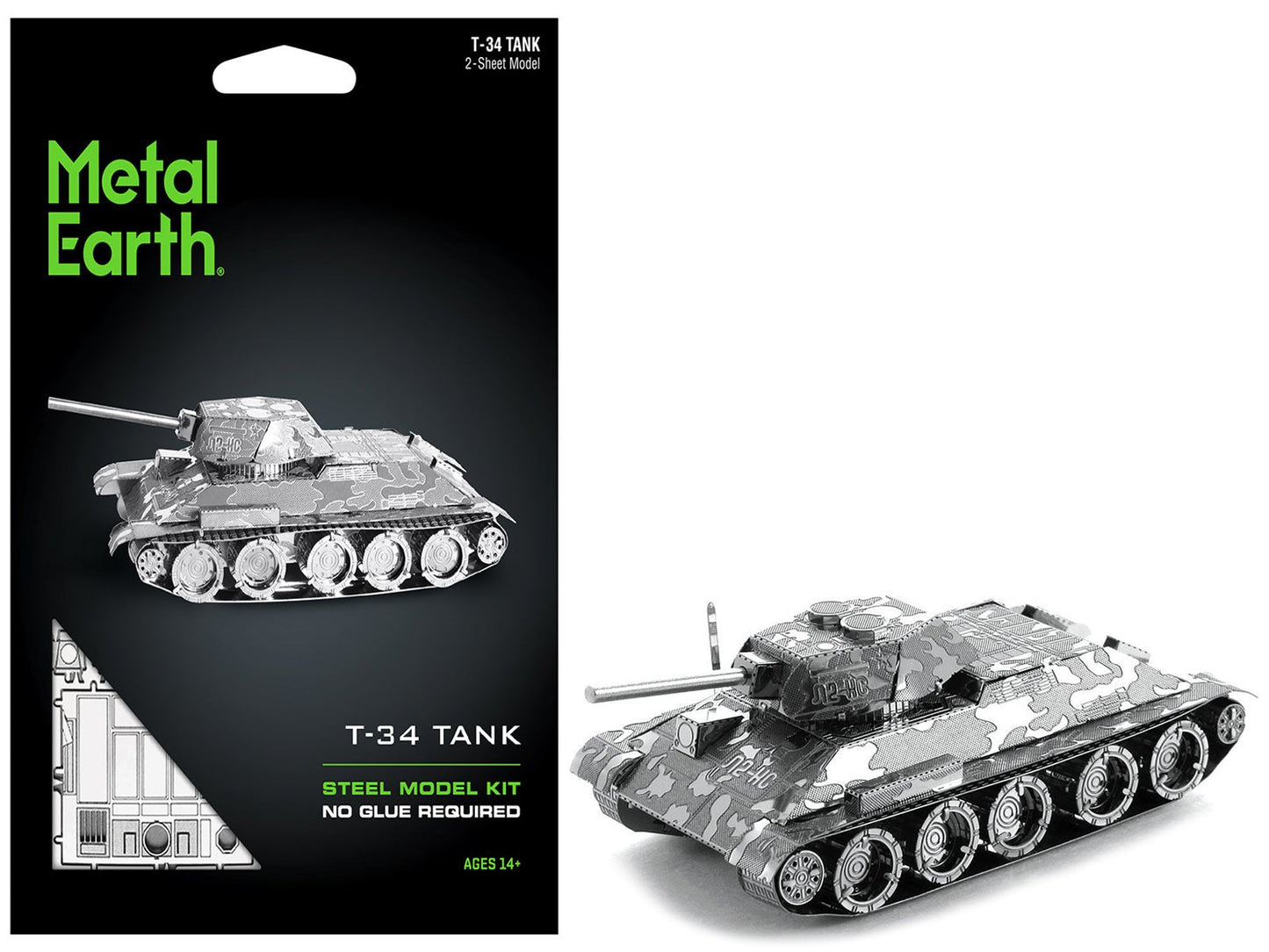 Model Kit Soviet T-34 Tank (Moderate Difficulty) Steel Model by Metal Earth free shipping USA