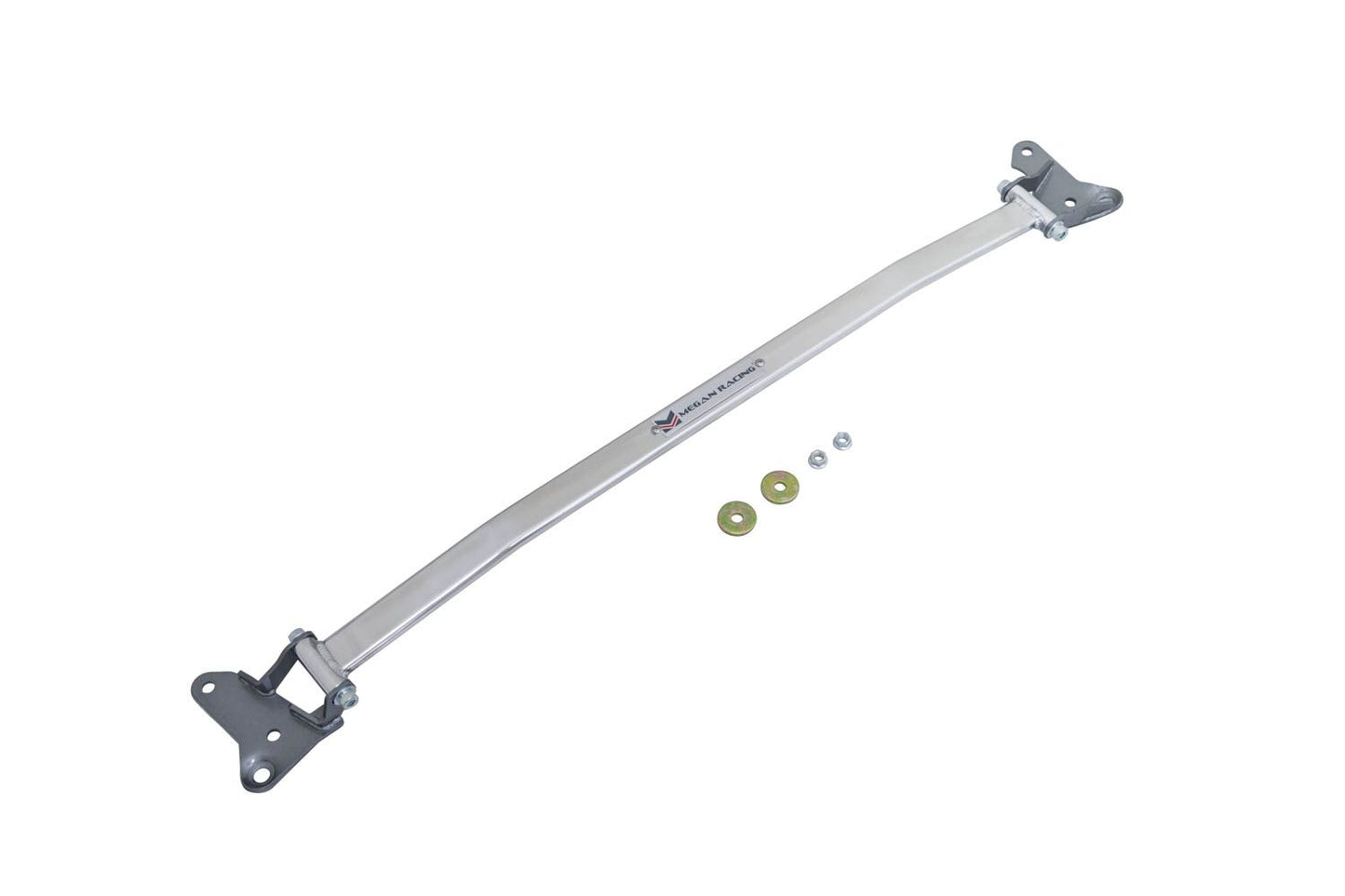 Megan Racing - Strut Bars Front Upper for Ford Mustang 2015-2023 Inline-4 & V8 40mm 3-Piece Powdercoated Steel Polished Aluminum MR-SB-FM15FU-1P