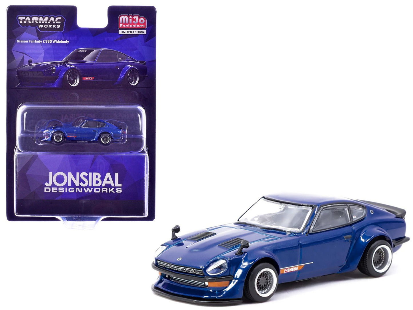 Nissan Fairlady Z S30 Widebody RHD (Right Hand Drive) "Designed by Jon Sibal" Blue Metallic "Global64" Series 1/64 Diecast Model Car by Tarmac Works free shipping USA