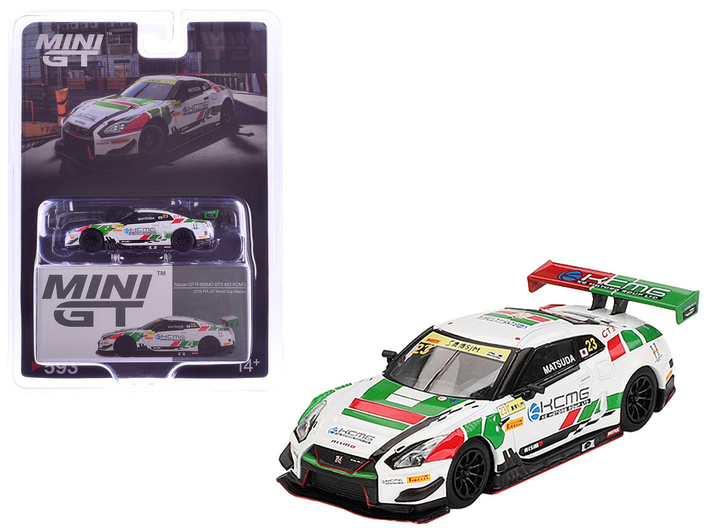 Nissan GT-R NISMO GT3 #23 Tsugio Matsuda "KCMG" "FIA GT World Cup Macau" (2018) Limited Edition 1/64 Diecast Model Car by Mini GT free shipping USA