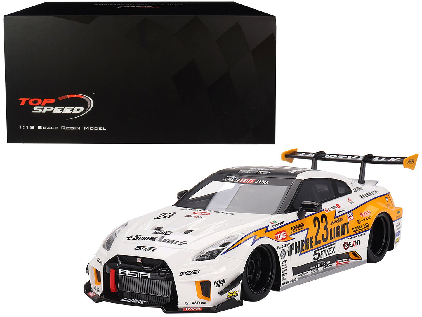Nissan LB-Silhouette WORKS GT 35GT-RR Ver.2 RHD (Right Hand Drive) #23 Tetsuya Hibino "LB Racing - Formula Drift" (2022) 1/18 Model Car by Top Speed free shipping USA