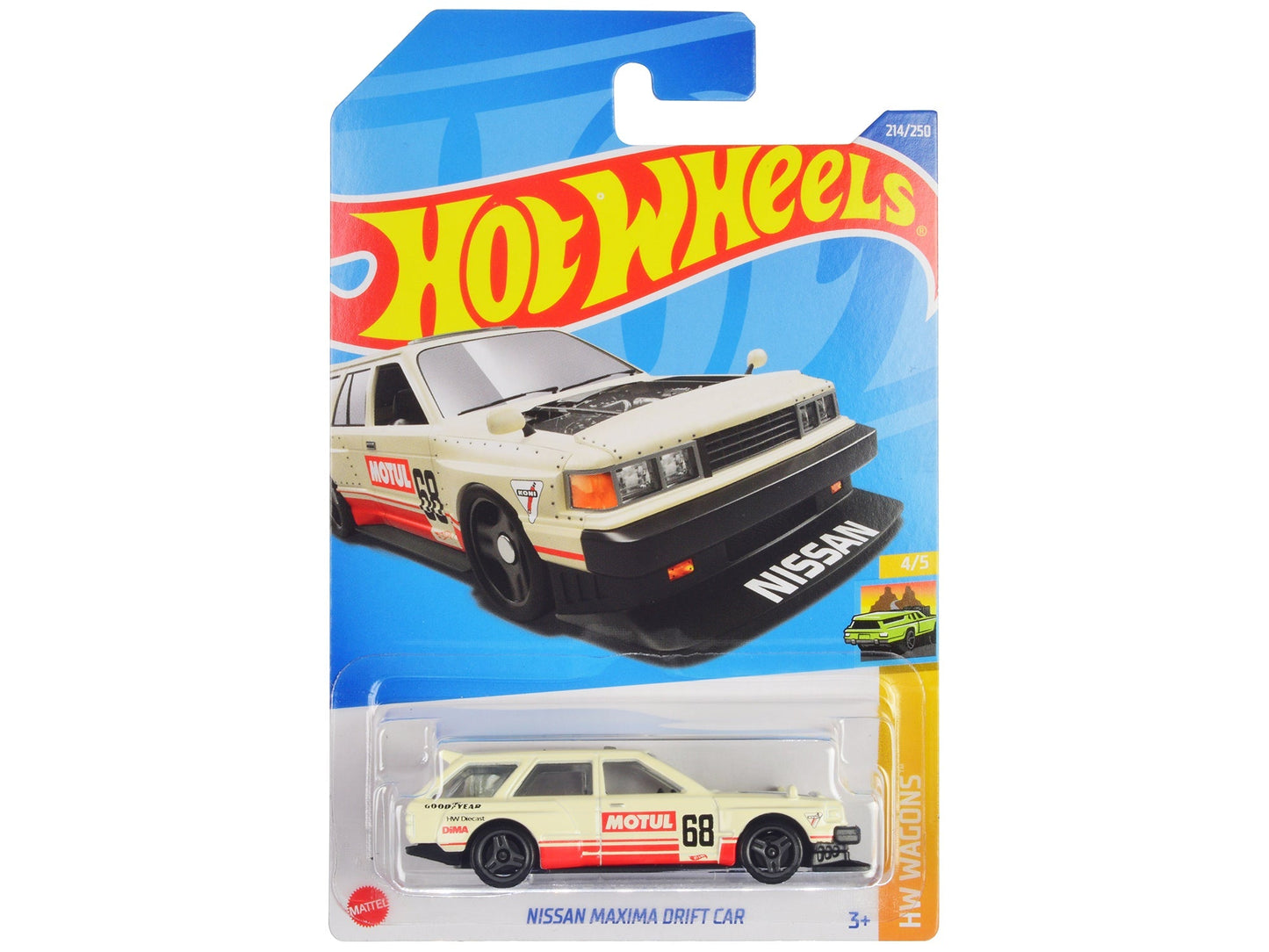 Nissan Maxima Wagon Drift Car #68 "Motul" Cream with Red Stripes "HW Wagons" Series Diecast Model Car by Hot Wheels free shipping USA