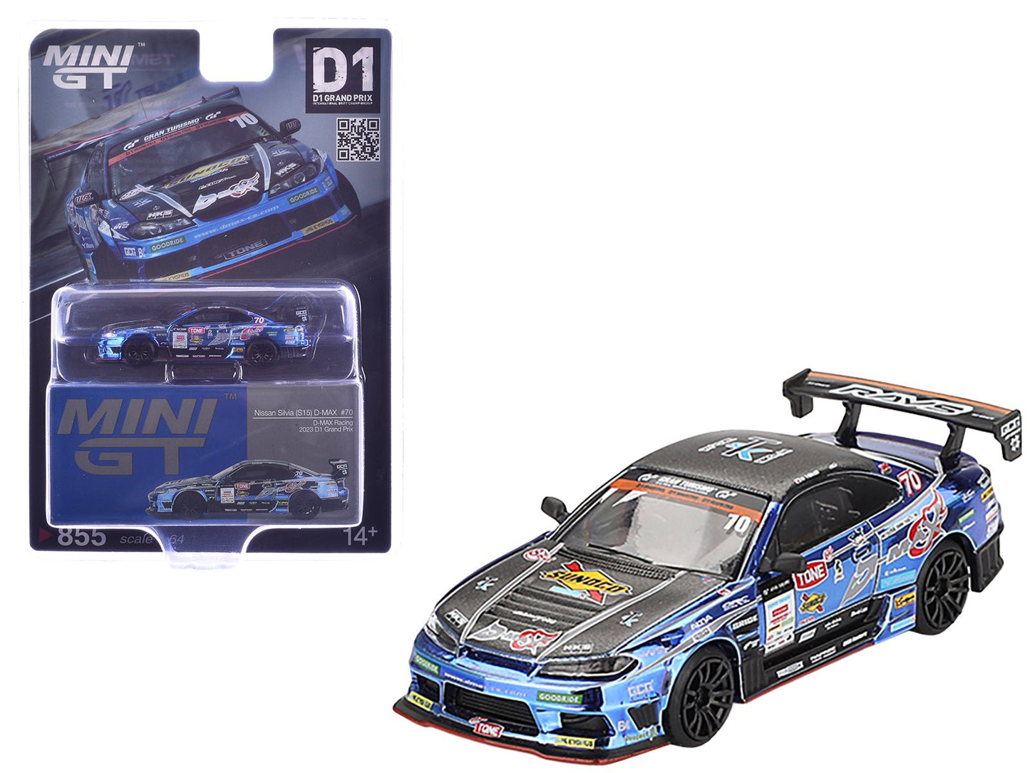Nissan Silvia (S15) D-MAX RHD (Right Hand Drive) #70 Masashi Yokoi "D-MAX Racing" "D1 Grand Prix" (2023) Limited Edition 1/64 Diecast Model Car by Mini GT free shipping USA