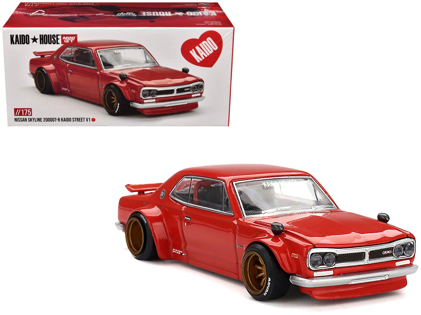 Nissan Skyline 2000GT-R (KPGC10) "Kaido Street V1" RHD (Right Hand Drive) Red (Designed by Jun Imai) "Kaido House" Special 1/64 Diecast Model Car by Mini GT free shipping USA