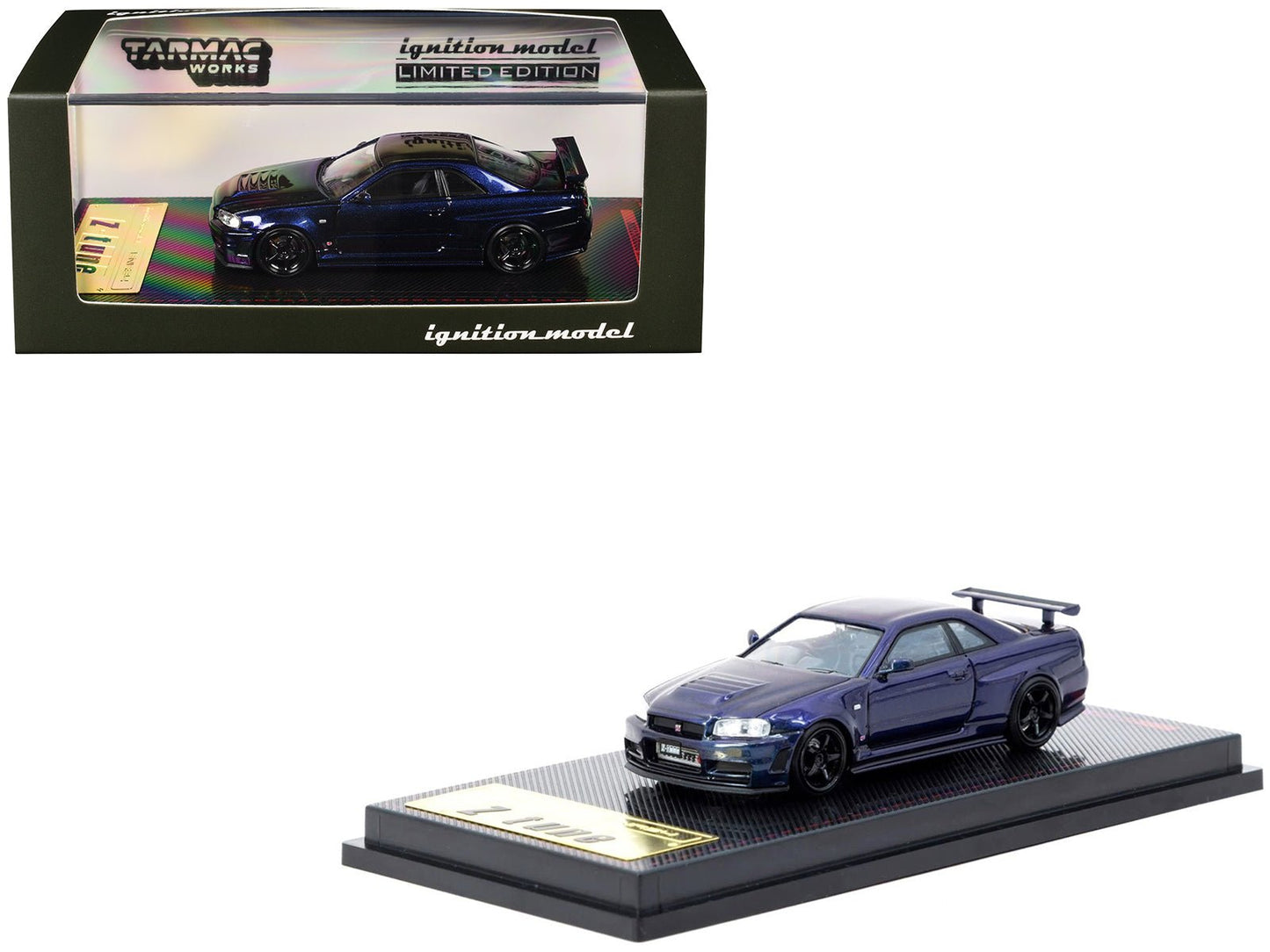 Nissan Skyline GT-R (BNR34) Z-Tune Nismo RHD (Right Hand Drive) Midnight Purple III Metallic 1/64 Diecast Model Car by Ignition Model free shipping USA