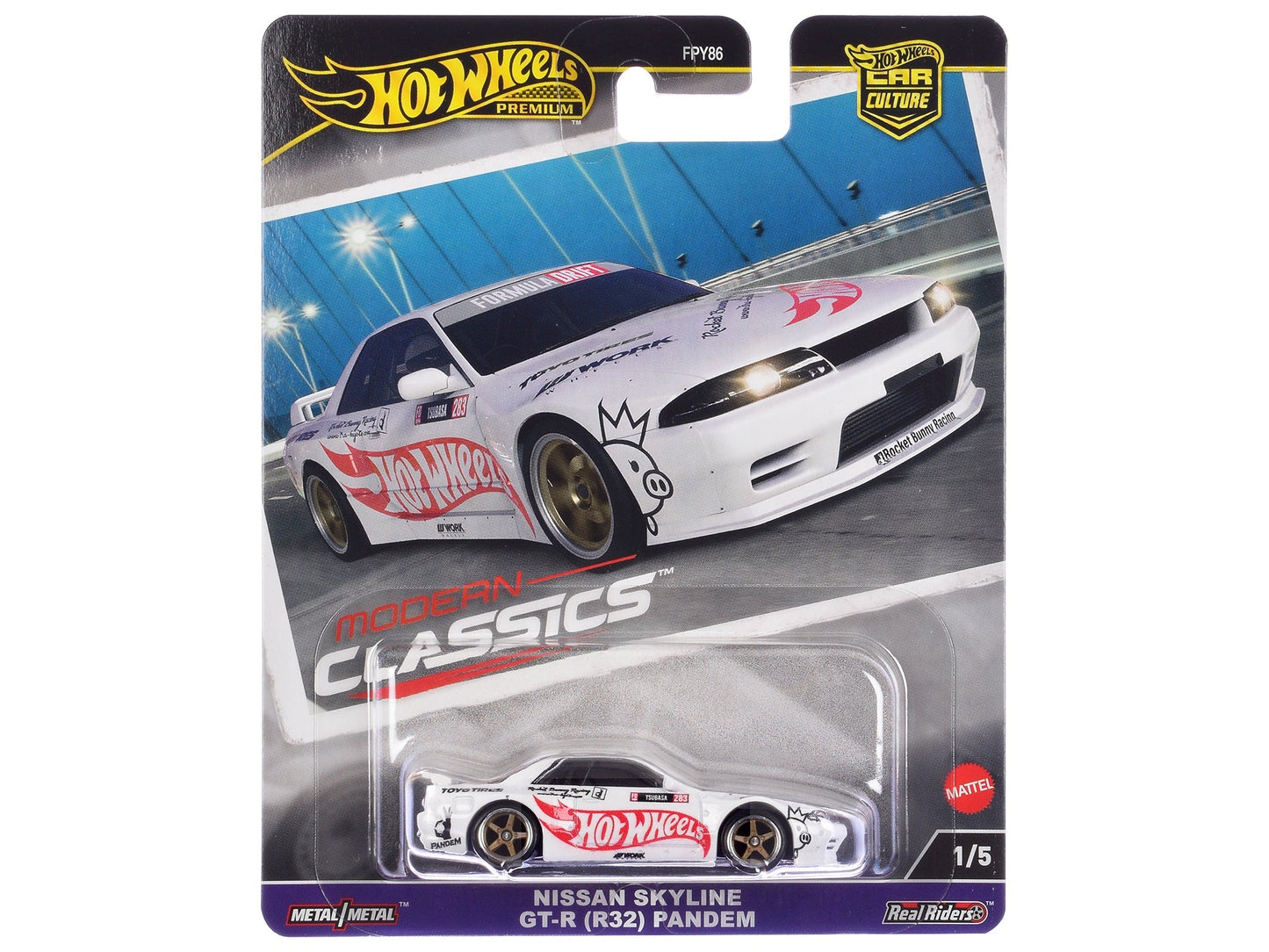 Nissan Skyline GT-R (R32) "Pandem" White with "Hot Wheels" Logo "Modern Classics" Series Diecast Model Car by Hot Wheels free shipping USA