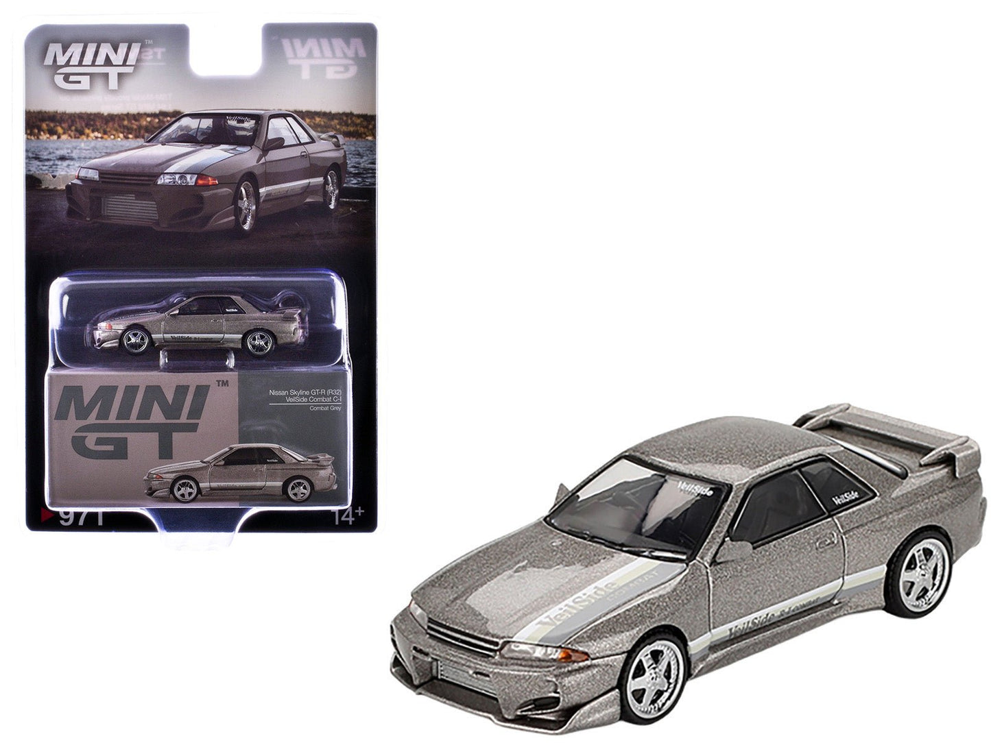 Nissan Skyline GT-R (R32) RHD (Right Hand Drive) "Veilside Combat C-I" Gray Metallic Limited Edition 1/64 Diecast Model Car by Mini GT free shipping USA