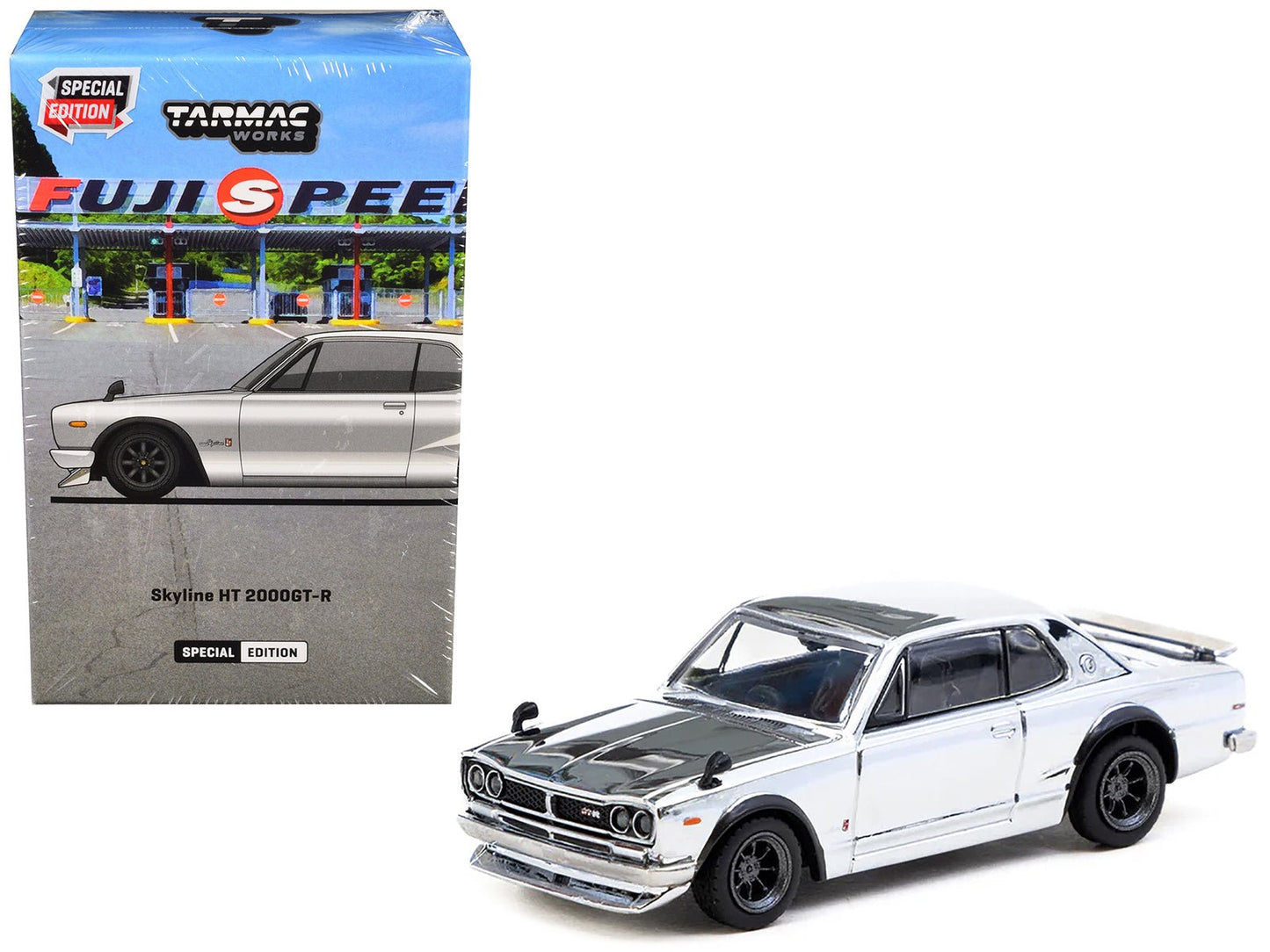 Nissan Skyline HT 2000GT-R RHD (Right Hand Drive) Silver Chrome "Japan Special Edition" "Global64" Series 1/64 Diecast Model Car by Tarmac Works free shipping USA