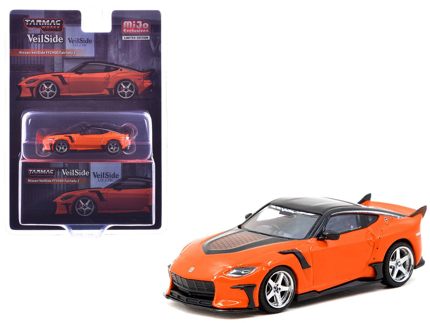 Nissan VeilSide FFZ400 Fairlady Z RHD (Right Hand Drive) Orange with Black Top "Global64" Series 1/64 Diecast Model by Tarmac Works free shipping USA