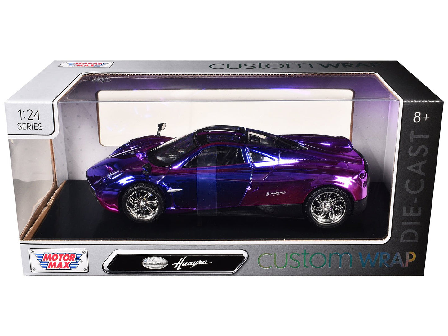 Pagani Huayra Pink and Purple Chrome "Custom Wrap" Series 1/24 Diecast Model Car by Motormax free shipping USA