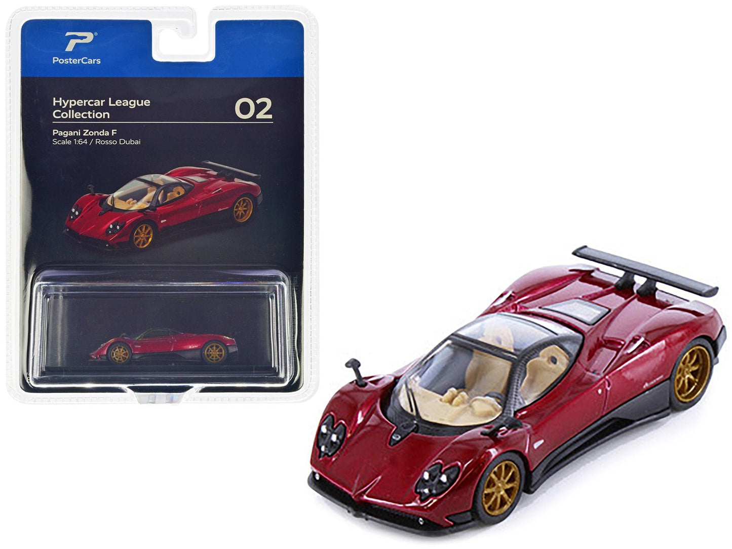 Pagani Zonda F Rosso Dubai Red Metallic "Hypercar League Collection" 1/64 Diecast Model Car by PosterCars free shipping USA
