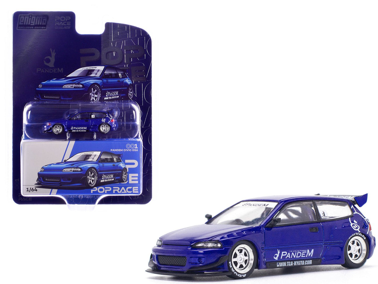 Pandem Civic EG6 RHD (Right Hand Drive) Blue Metallic "Enigma Exclusive Edition" 1/64 Diecast Model Car by Pop Race free shipping USA