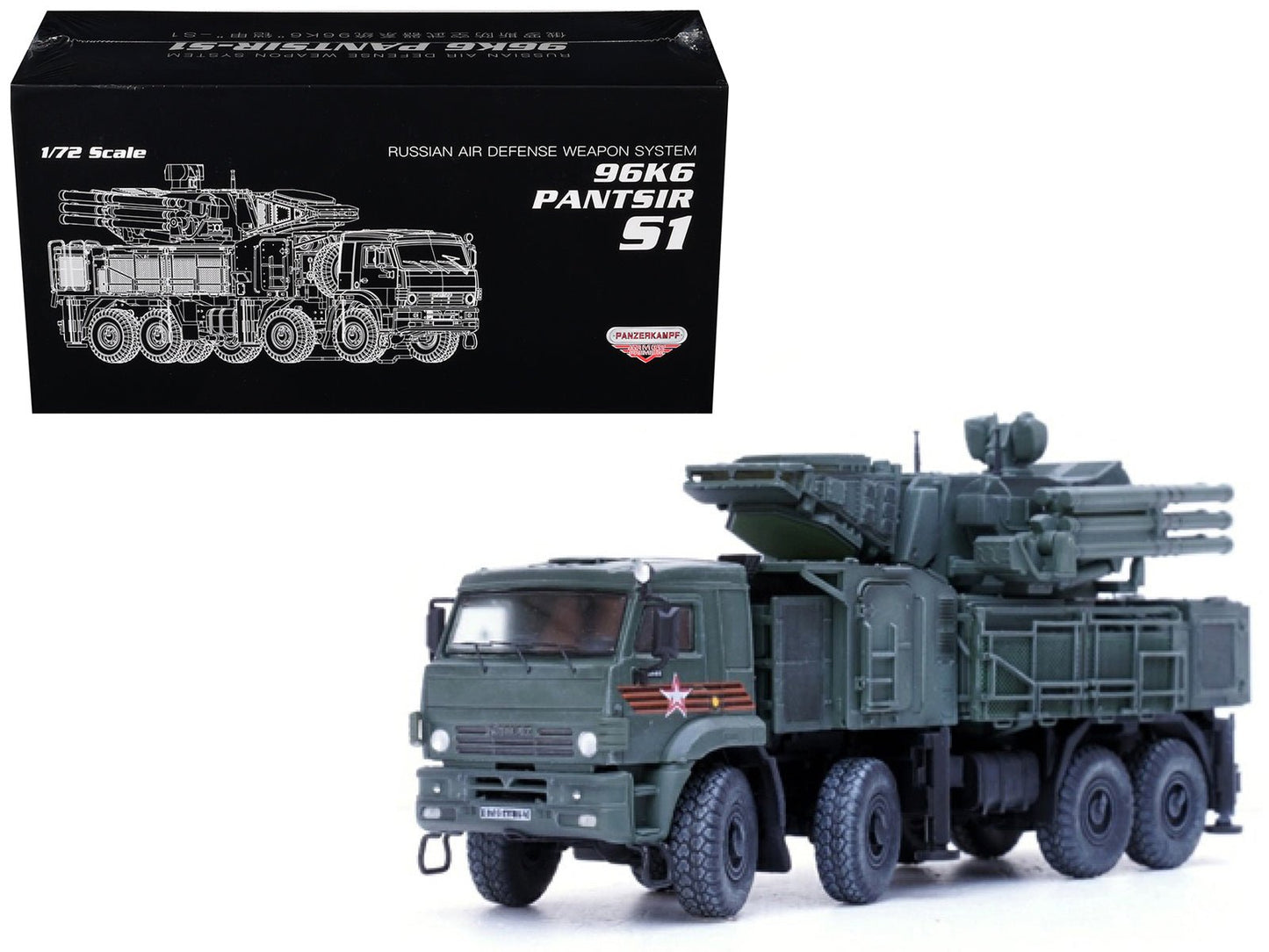 Pantsir S1 96K6 Self-Propelled Air Defense Weapon System "Victory Day Parade" Russian Army "Armor Premium" Series 1/72 Diecast Model by Panzerkampf free shipping USA