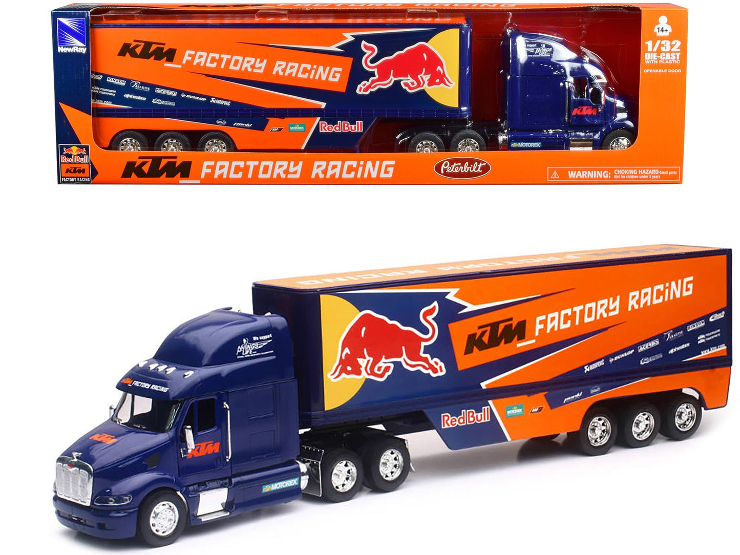 Peterbilt 387 Truck Dark Blue "Red Bull - KTM Factory Racing" 1/32 Diecast Model by New Ray free shipping USA