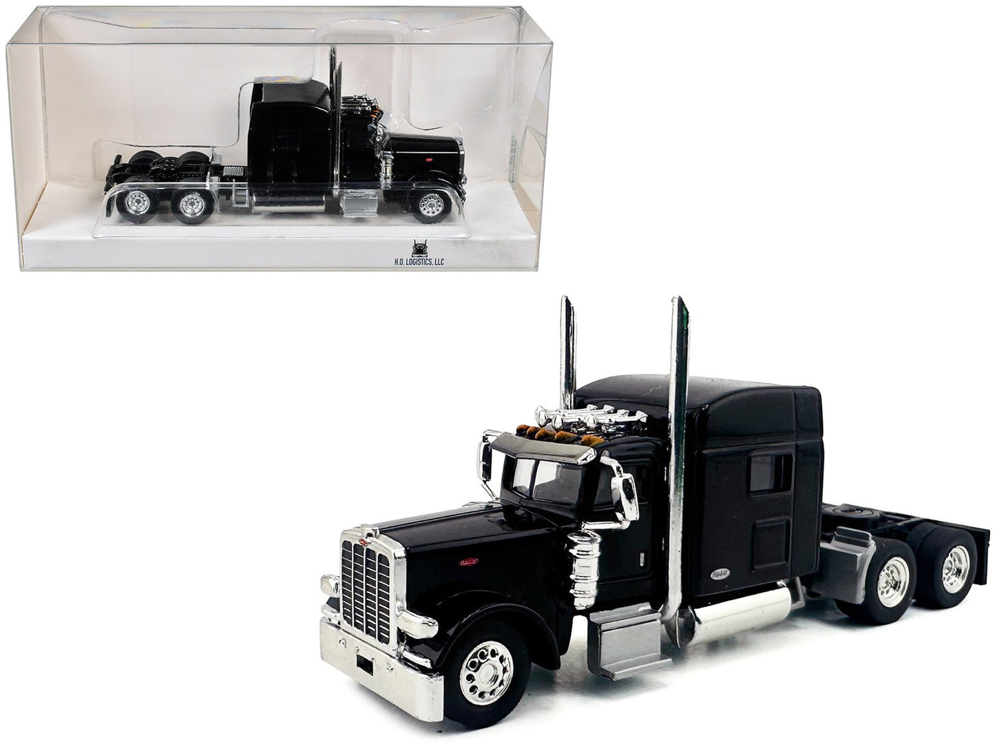 Peterbilt 389 Truck Tractor with Sleeper Cab Black 1/87 (HO) Scale Plastic Model Car by HO Logistics free shipping USA