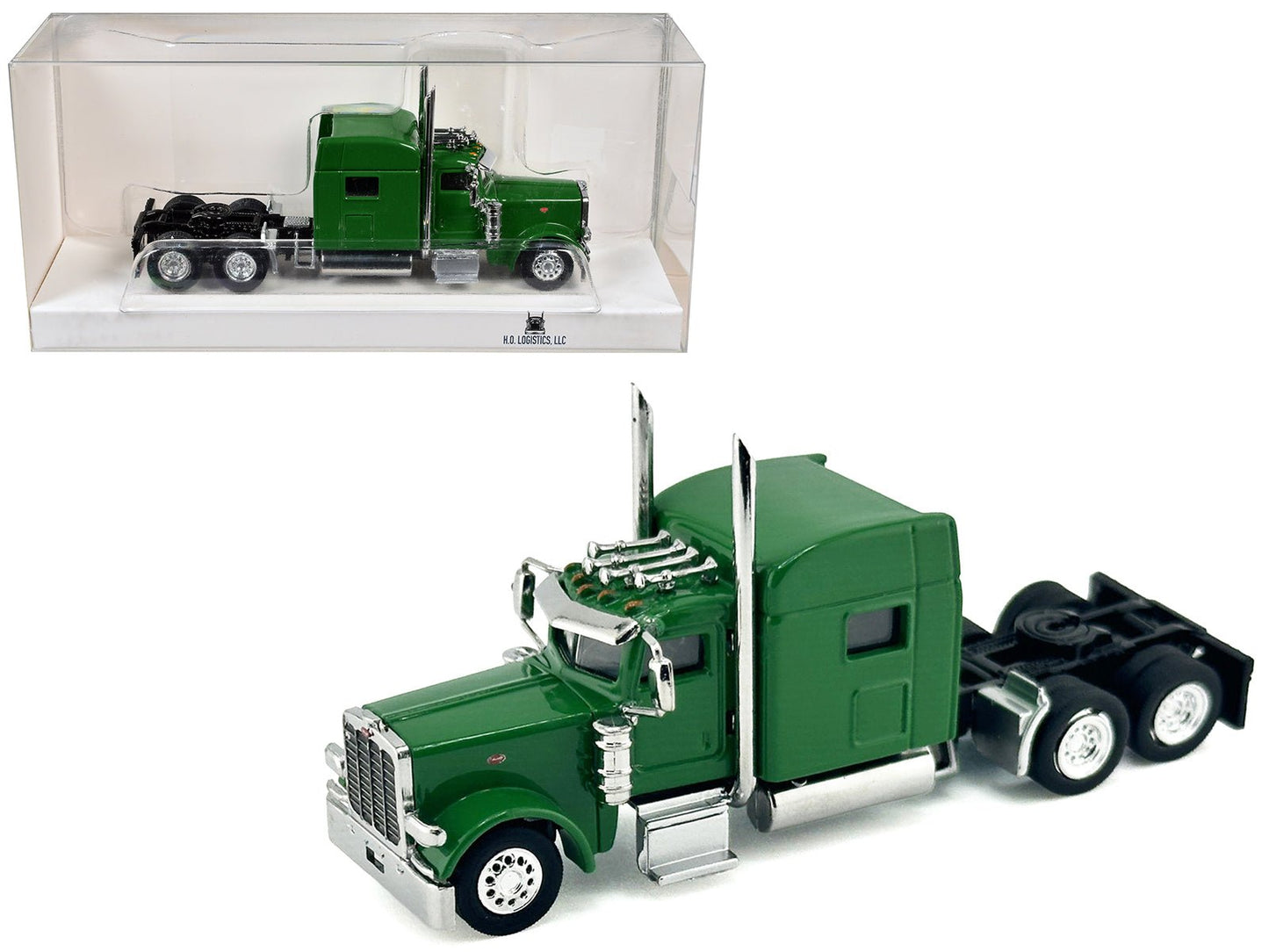 Peterbilt 389 Truck Tractor with Sleeper Cab Green 1/87 (HO) Scale Plastic Model Car by HO Logistics free shipping USA