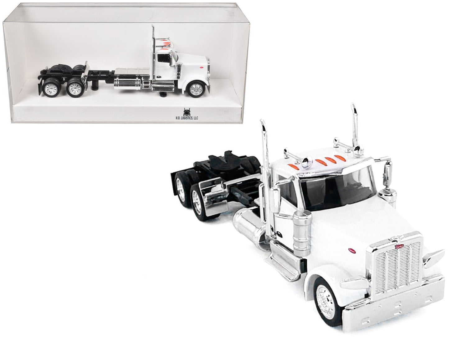 Peterbilt 589 2-Axel Day Cab White 1/87 (HO) Plastic Model Car by HO Logistics free shipping USA