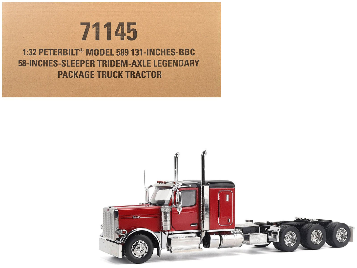 Peterbilt 589 Tridem-Axle Legendary Package Truck Tractor with 58" Sleeper Legendary Red "Transport Series" 1/32 Diecast Model by Diecast Masters free shipping USA