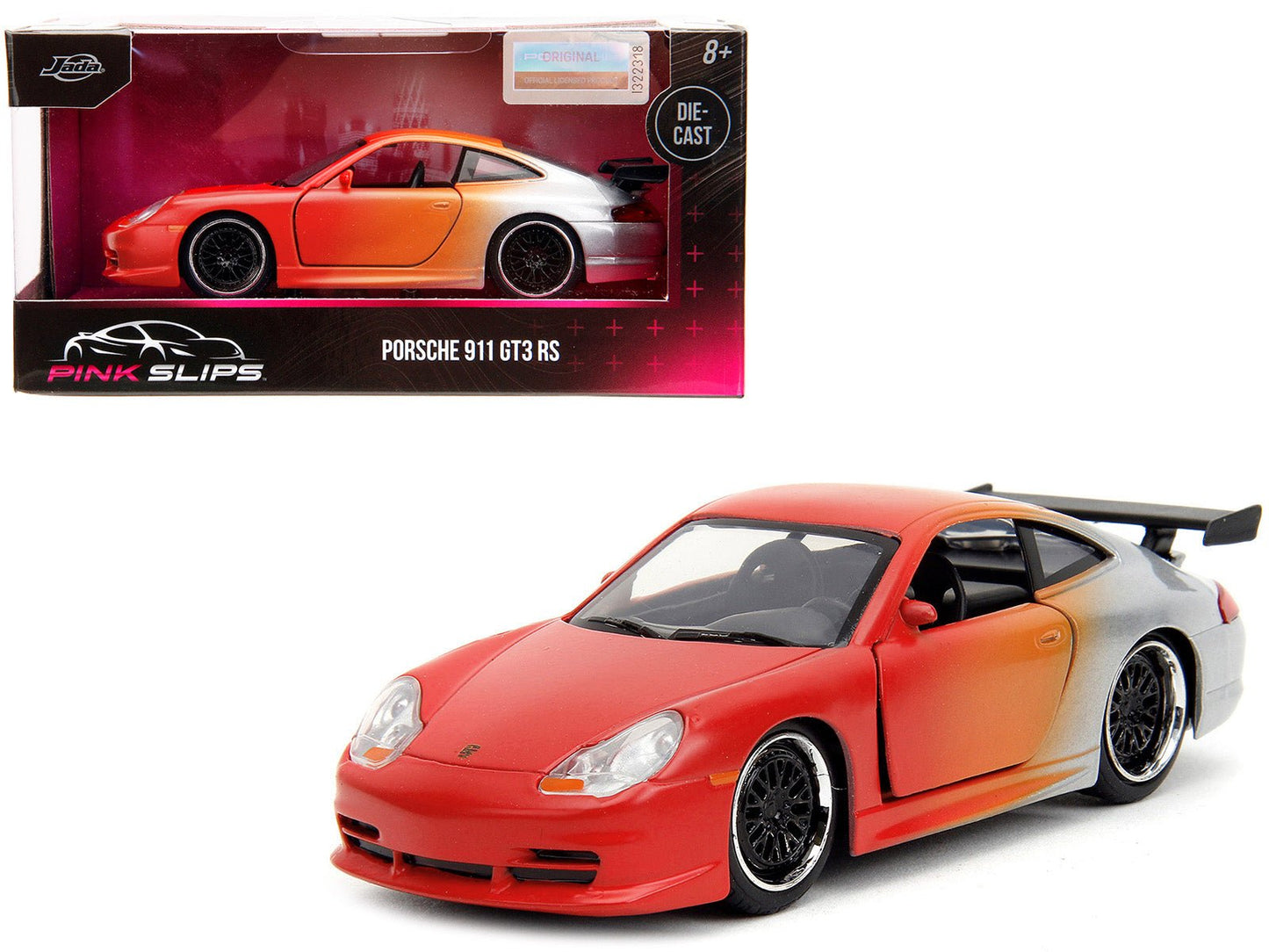 Porsche 911 GT3 RS Matt Orange and Silver Metallic "Pink Slips" Series 1/32 Diecast Model Car by Jada free shipping USA