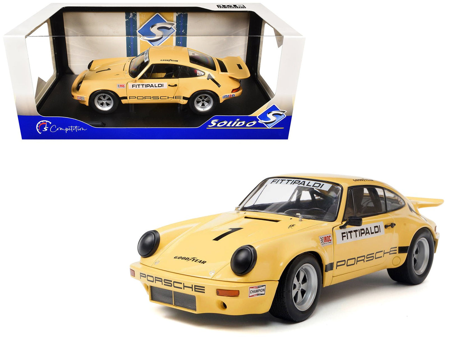 Porsche 911 IROC #1 Emerson Fittipaldi "International Race of Champions" (1974) "Competition" Series 1/18 Diecast Model Car by Solido free shipping USA