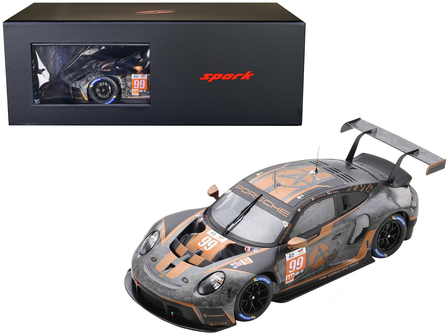 Porsche 911 RSR-19 #99 Andrew Haryanto - Alessio Picariello - Martin Rump "Hardpoint Motorsport" GTE Am "24 Hours of Le Mans" (2022) with Acrylic Display Case 1/18 Model Car by Spark free shipping USA