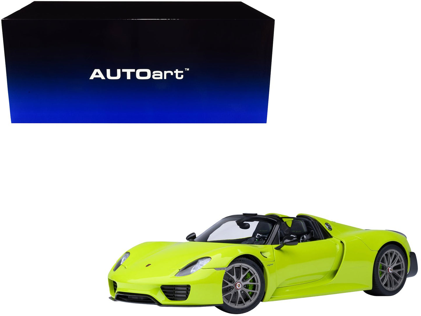 Porsche 918 Spyder "Weissach Package" Acid Green 1/18 Model Car by Autoart free shipping USA
