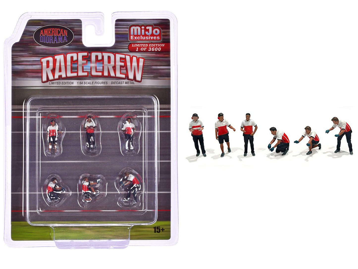 "Race Crew" 6 piece Diecast Figure Set (6 Figures) Limited Edition to 3600 pieces Worldwide for 1/64 Scale Models by American Diorama free shipping USA