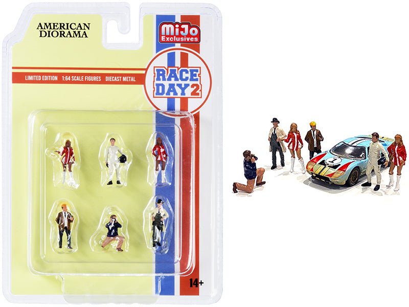 "Race Day 2" 6 piece Diecast Figurine Set for 1/64 Scale Models by American Diorama free shipping USA