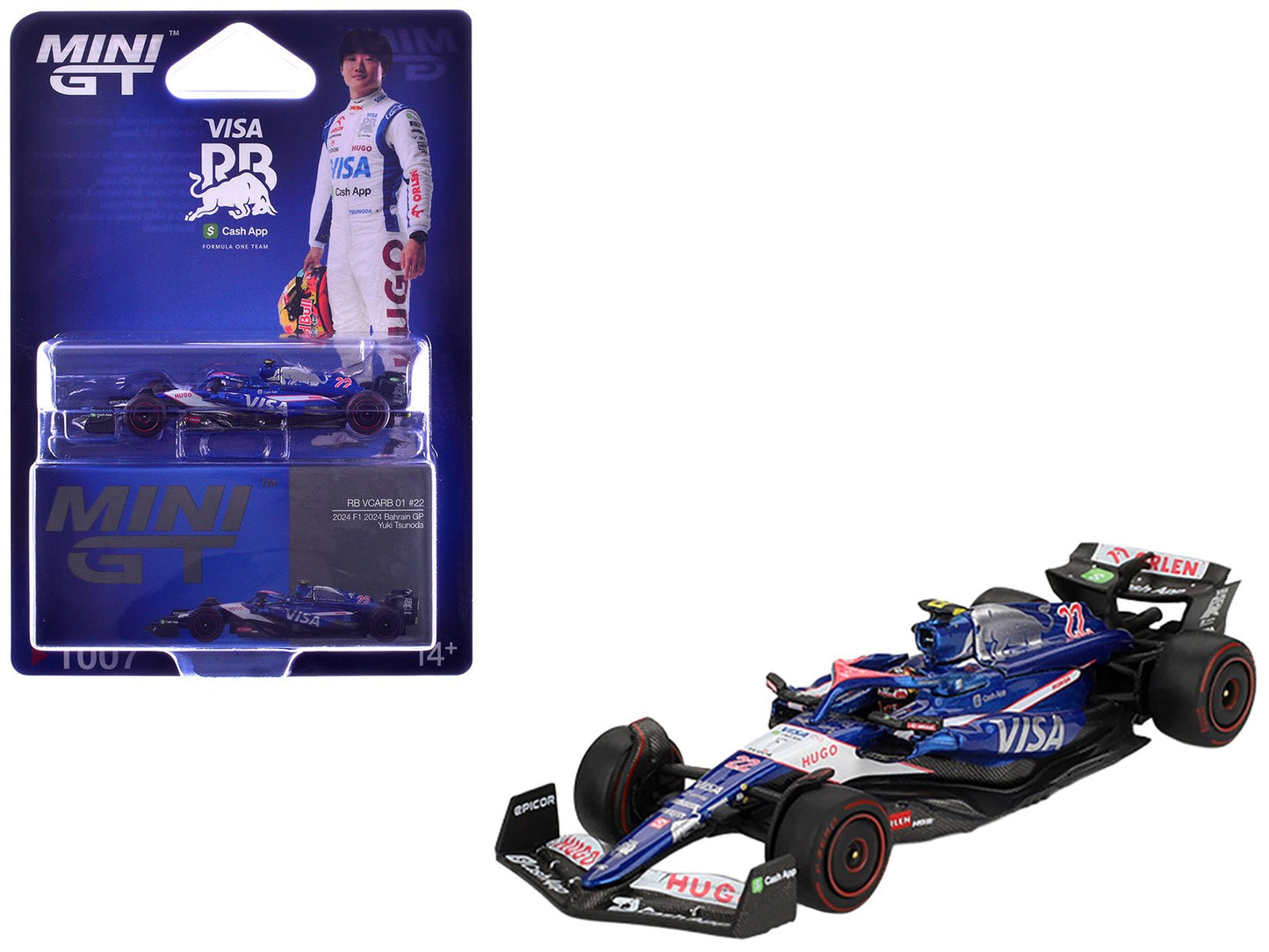 RB VCARB 01 #22 Yuki Tsunoda Formula One F1 "Bahrain GP" (2024) Limited Edition 1/64 Diecast Model Car by Mini GT free shipping USA