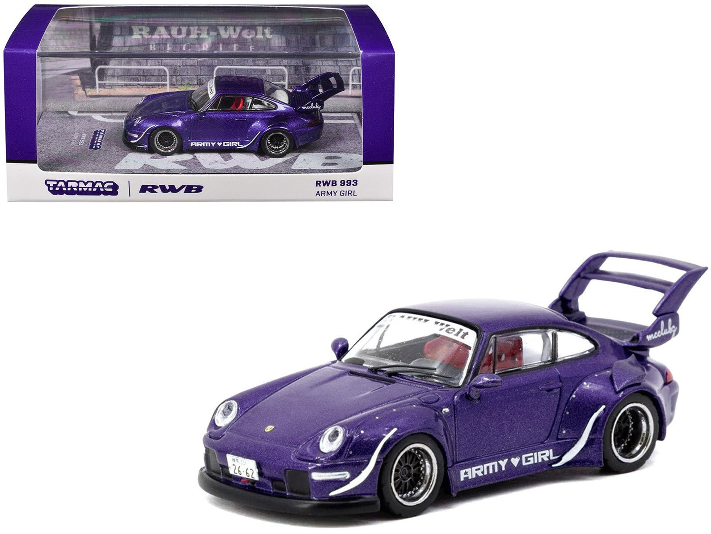 RWB 993 "Army Girl" Purple Metallic "Hobby64" Series 1/64 Diecast Model Car by Tarmac Works free shipping USA