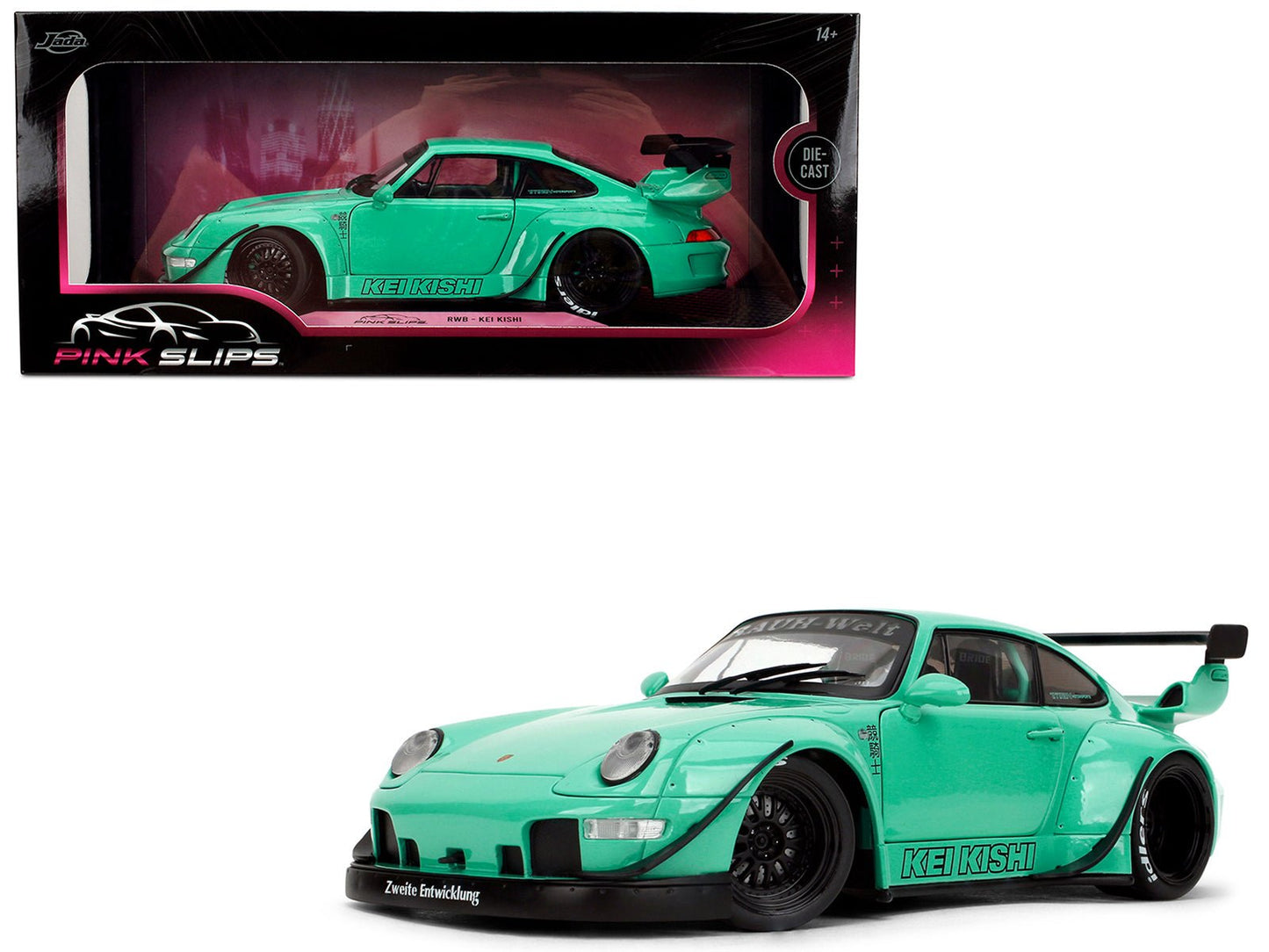 RWB Body Kit "Kei Kishi" Light Blue "Pink Slips" Series 1/18 Diecast Model Car by Jada free shipping USA