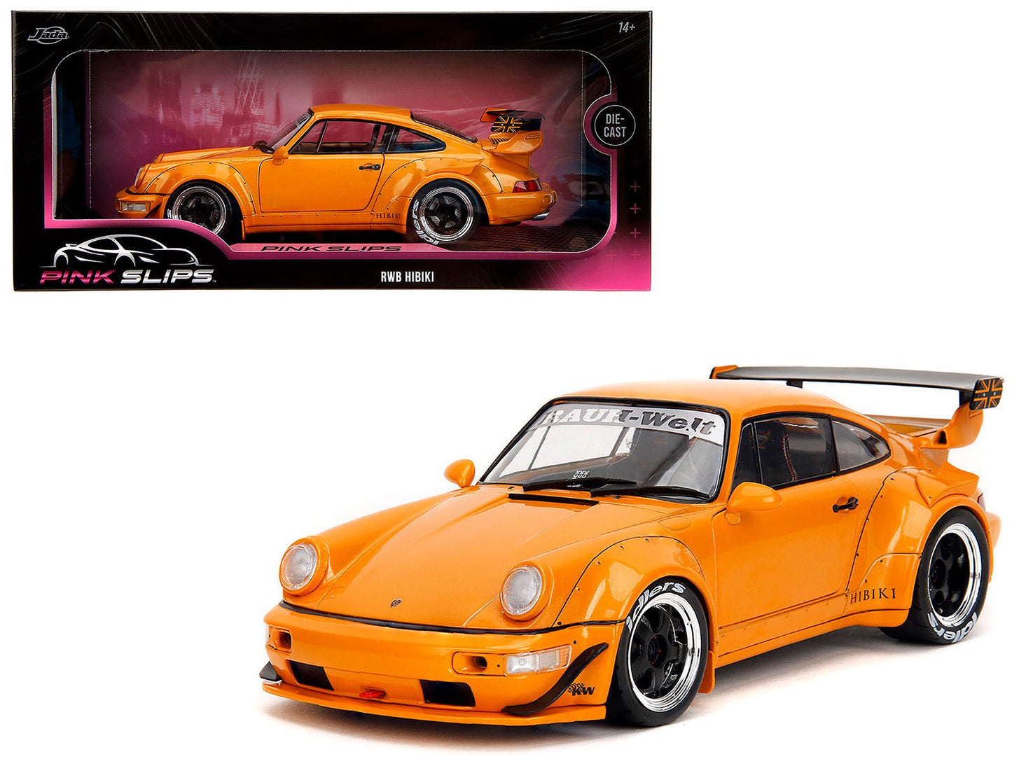 RWB Bodykit "Hibiki" Orange Metallic "Pink Slips" Series 1/18 Diecast Model Car by Jada free shipping USA