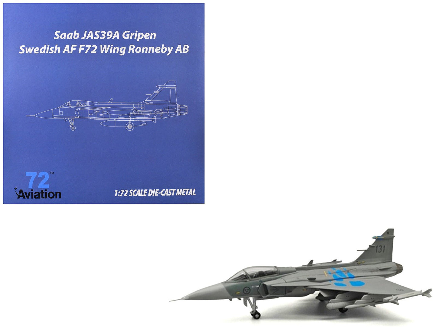 Saab JAS 39A Gripen Fighter Aircraft "131 F 7 Wing Cat’s Paw Livery Satenas Air Base" (2006) Swedish Air Force 1/72 Diecast Model Airplane by Aviation 72 free shipping USA