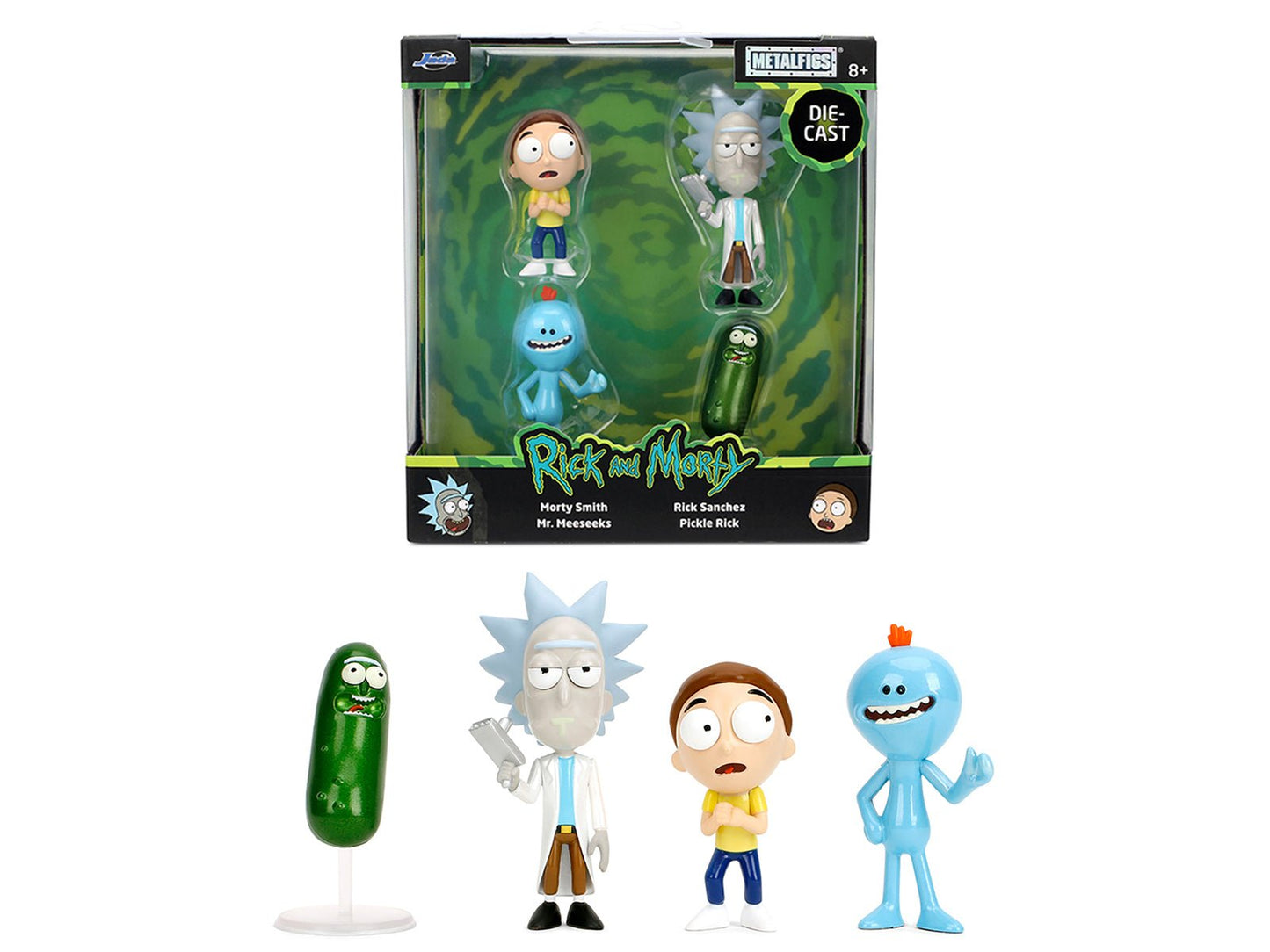 Set of 4 Diecast Figures "Rick and Morty" (2013-Current) TV Series "Metalfigs" Series Diecast Models by Jada free shipping USA