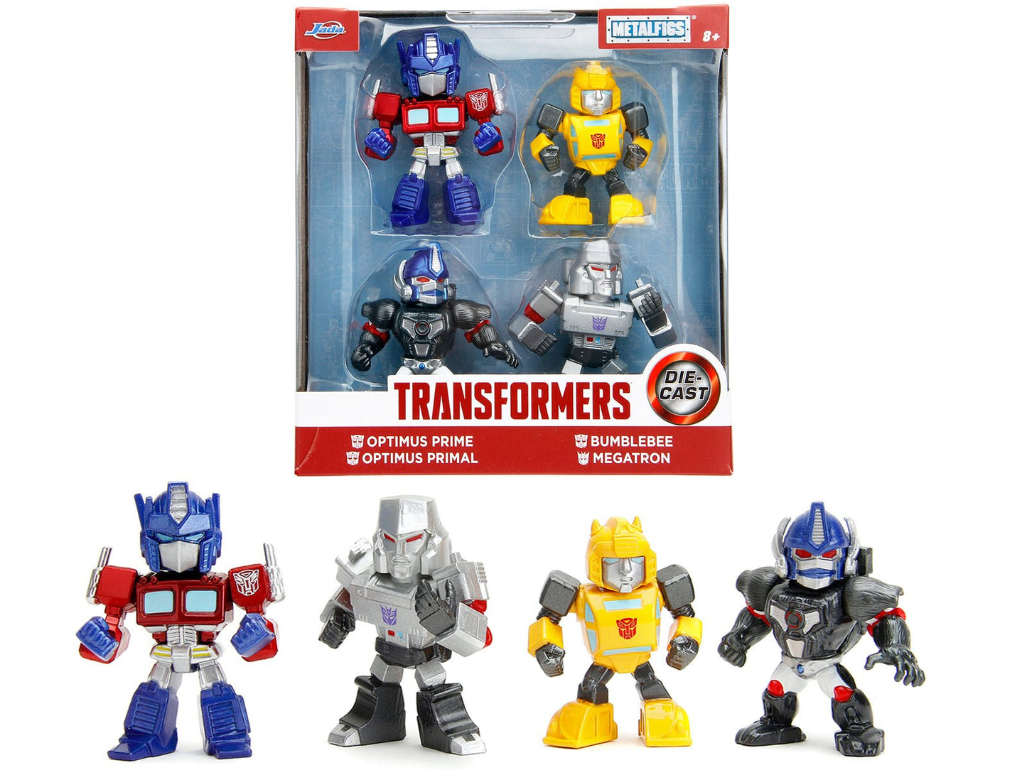 Set of 4 Diecast Figures "Transformers" TV Series "Metalfigs" Series Diecast Models by Jada free shipping USA