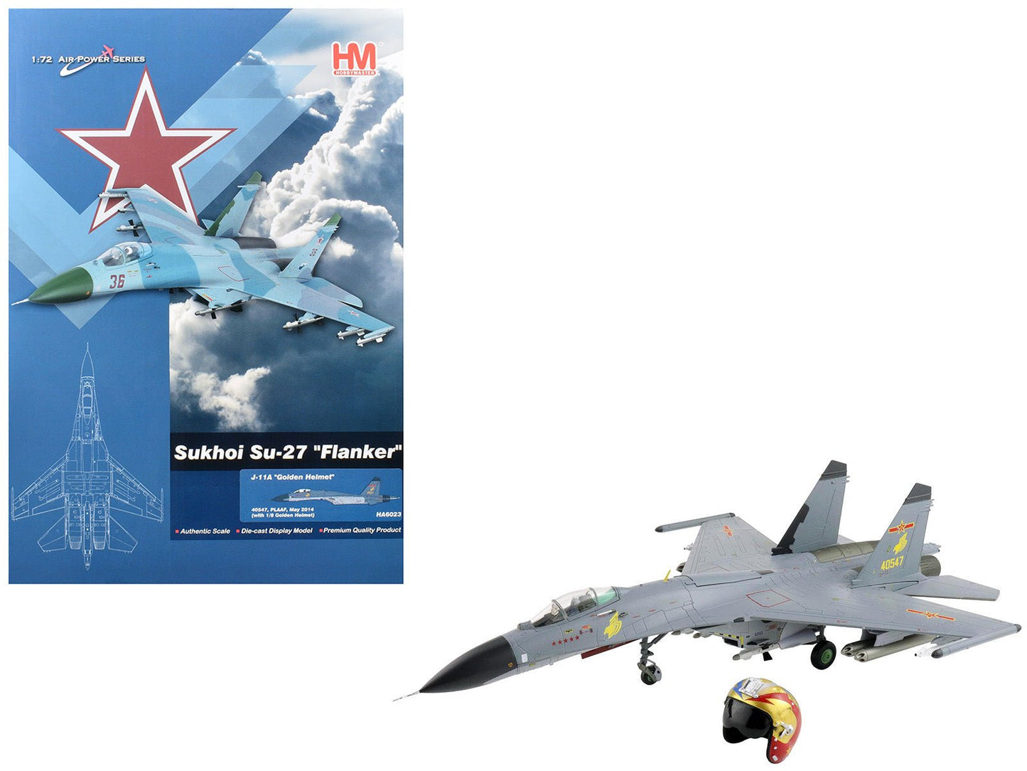 Shenyang J-11A Fighter Aircraft "40547 Golden Helmet" (2014) People's Liberation Army Air Force with 1/8 Scale Golden Helmet "Air Power Series" 1/72 Diecast Model by Hobby Master free shipping USA