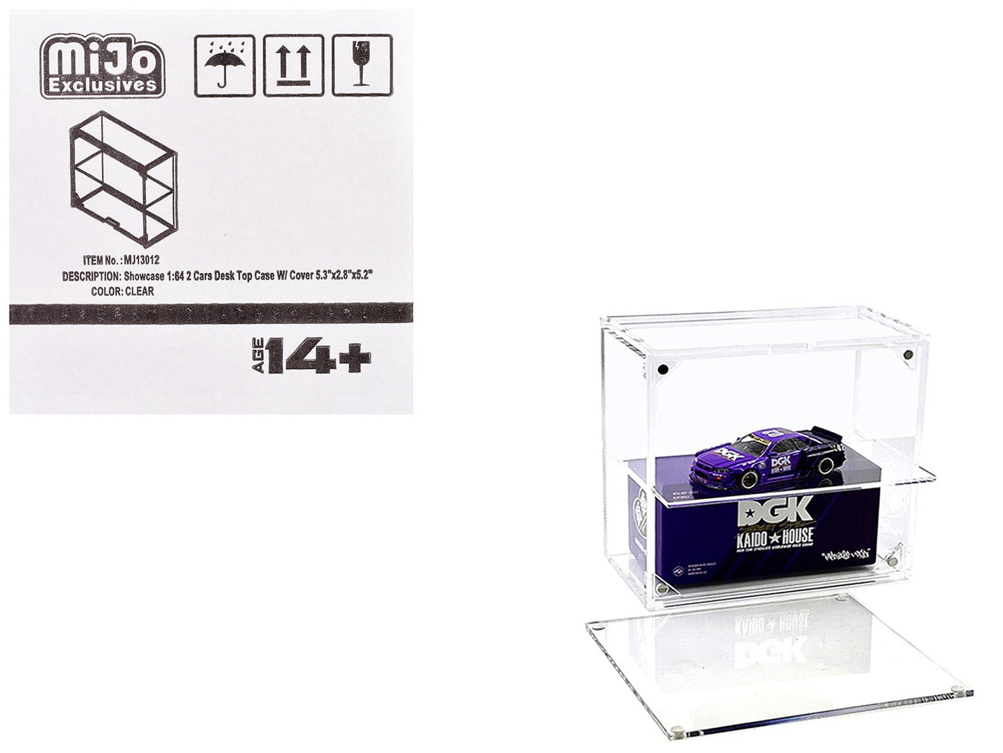 Showcase 2 Cars Desk Top Display Case with Cover "Mijo Exclusives" for 1/64 Scale Models free shipping USA