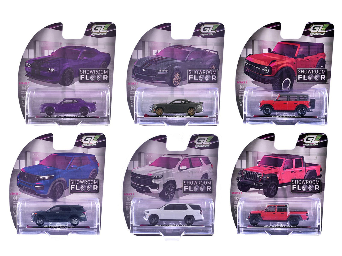 "Showroom Floor" Series 7 Set of 6 Cars 1/64 Diecast Model Cars by Greenlight free shipping USA