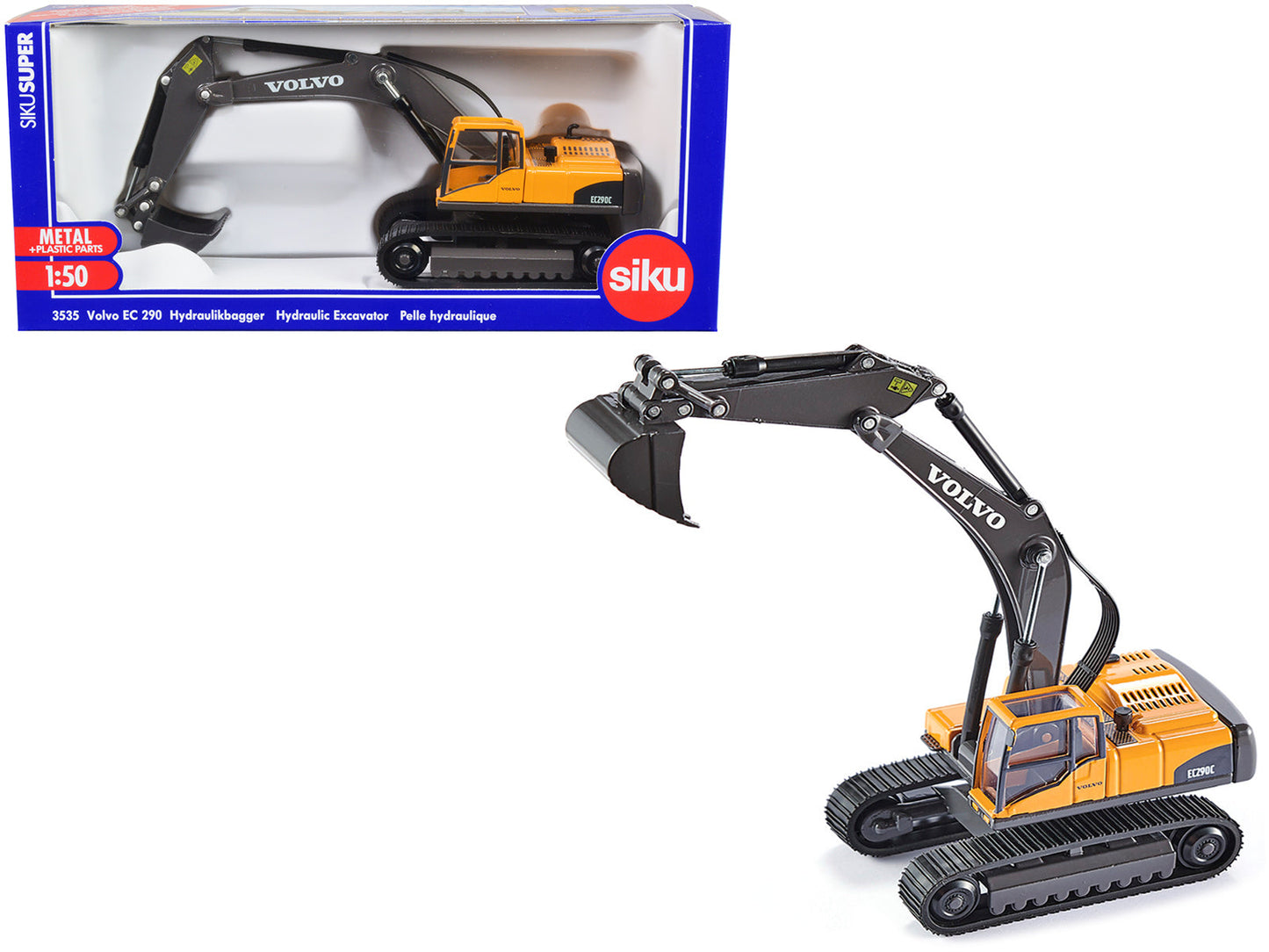 Volvo EC290 Hydraulic Excavator Yellow 1/50 Diecast Model by Siku free shipping USA