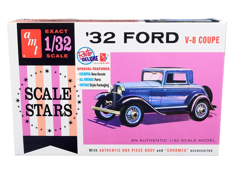Skill 2 Model Kit 1932 Ford V-8 Coupe "Scale Stars" 1/32 Scale Model by AMT free shipping USA