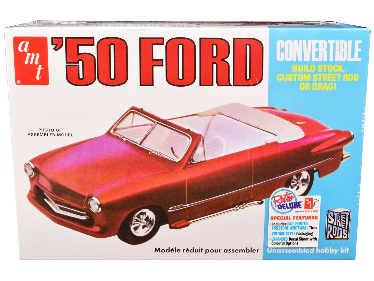 Skill 2 Model Kit 1950 Ford Convertible "Street Rods" 3-in-1 Kit 1/25 Scale Model by AMT free shipping USA