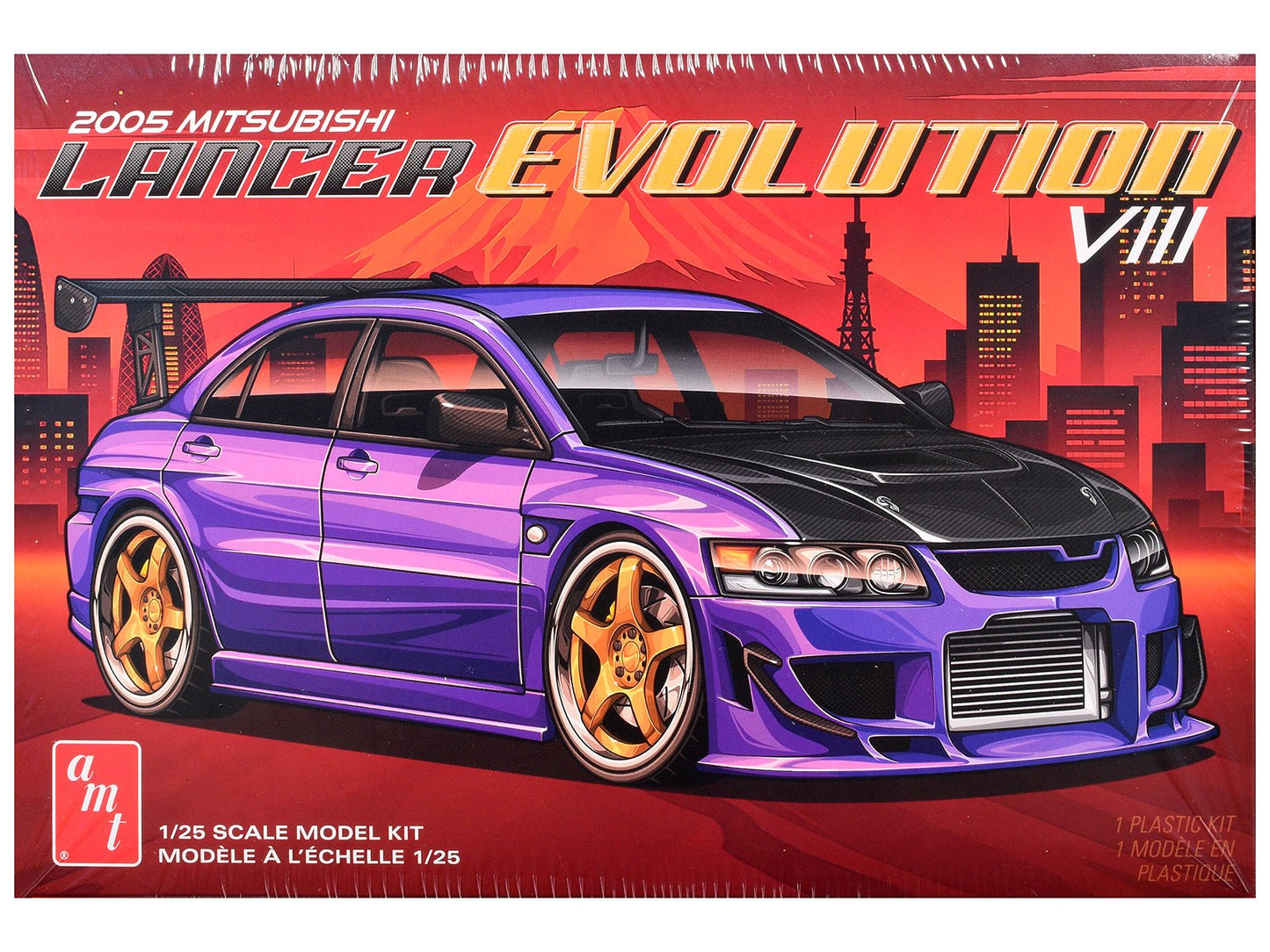Skill 2 Model Kit 1995 Mitsubishi Lancer Evolution VIII 1/25 Scale Model by AMT free shipping USA